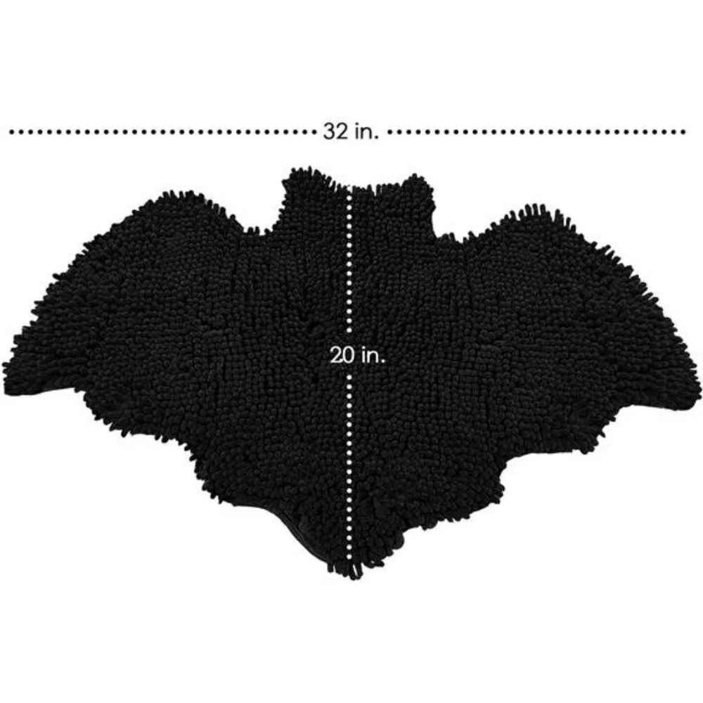 Goth Bat Bathroom Rug Non Slip Chenille Bath Mat Soft Absorbent Washable Decor